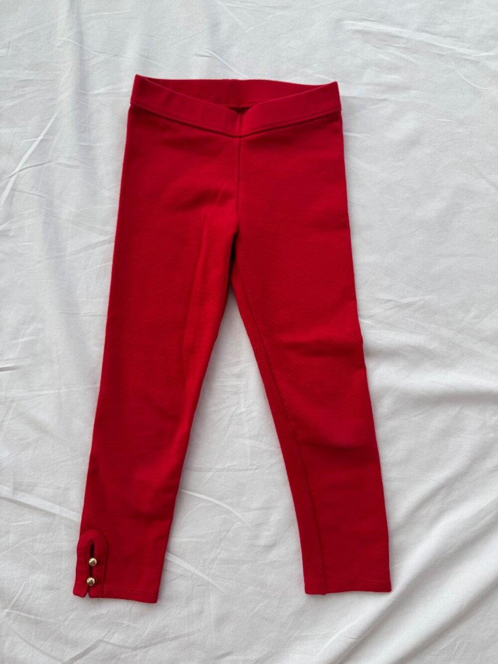Janie and Jack Red Button Cuff Ponte Pants Girls Size 5 Gold Buttons